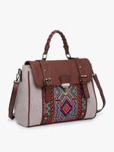 M1944 Harlow Aztec Embroidered Satchel: Taupe/Mint