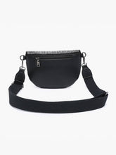 Kai Rhinestone Belt Bag – Long Strap Crossbody | EH2565 : Silver/Black
