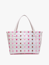 M2334 Abigail Basketweave Tote w/Vegan Leather Straps: Multi-Grey