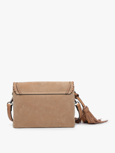 M1802SDE Sloane Suede Flapover Whipstitch Crossbody: Dark Brown