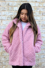 JKT2387 Candie Diamond Sherpa Jacket w/ Full Zip: Tan / L/XL