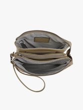 M013FCN Riley Faux Canvas 3 Compartment Crossbody: Che-Black/Lt. Grey