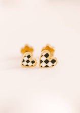 Tiny Black/White Checkered Heart