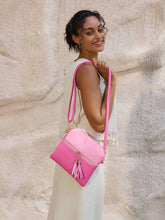 M1785 Tara Double Zip Crossbody Bag/Wristlet: Bubblegum