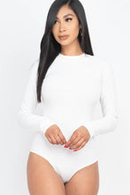 Mock Neck Ribbed Bodysuit: Gold / M