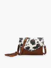 M1802A Sloane Flapover Crossbody w/ Whipstitch and Tassel: Parchment