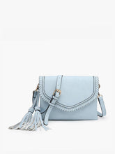 M1802A Sloane Flapover Crossbody w/ Whipstitch and Tassel: Parchment
