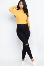 Mock Neck Ribbed Bodysuit: Gold / L