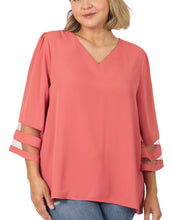 Woven bell sleeve top