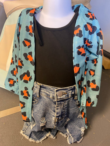 Leopard waffle cardigan