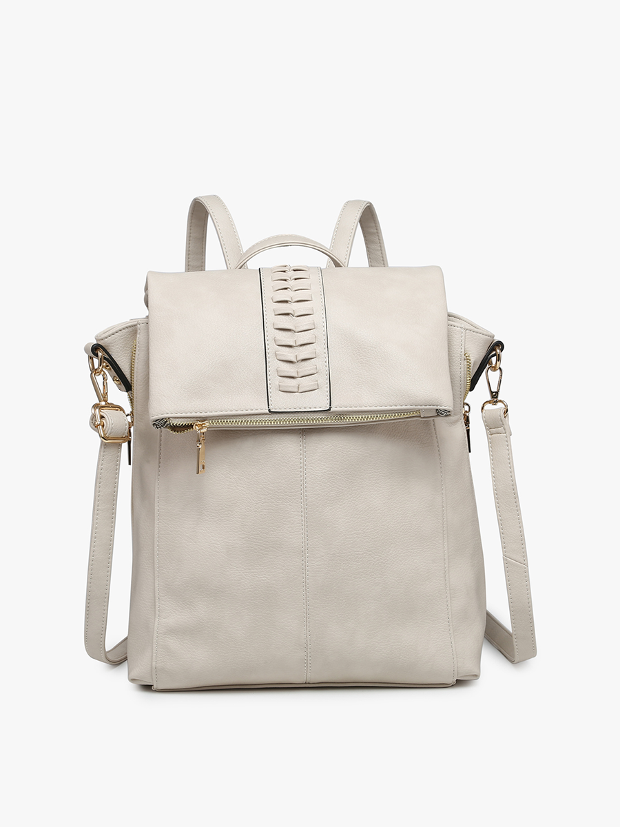 M2348 Vivian Distressed Convertible Backpack: Bone