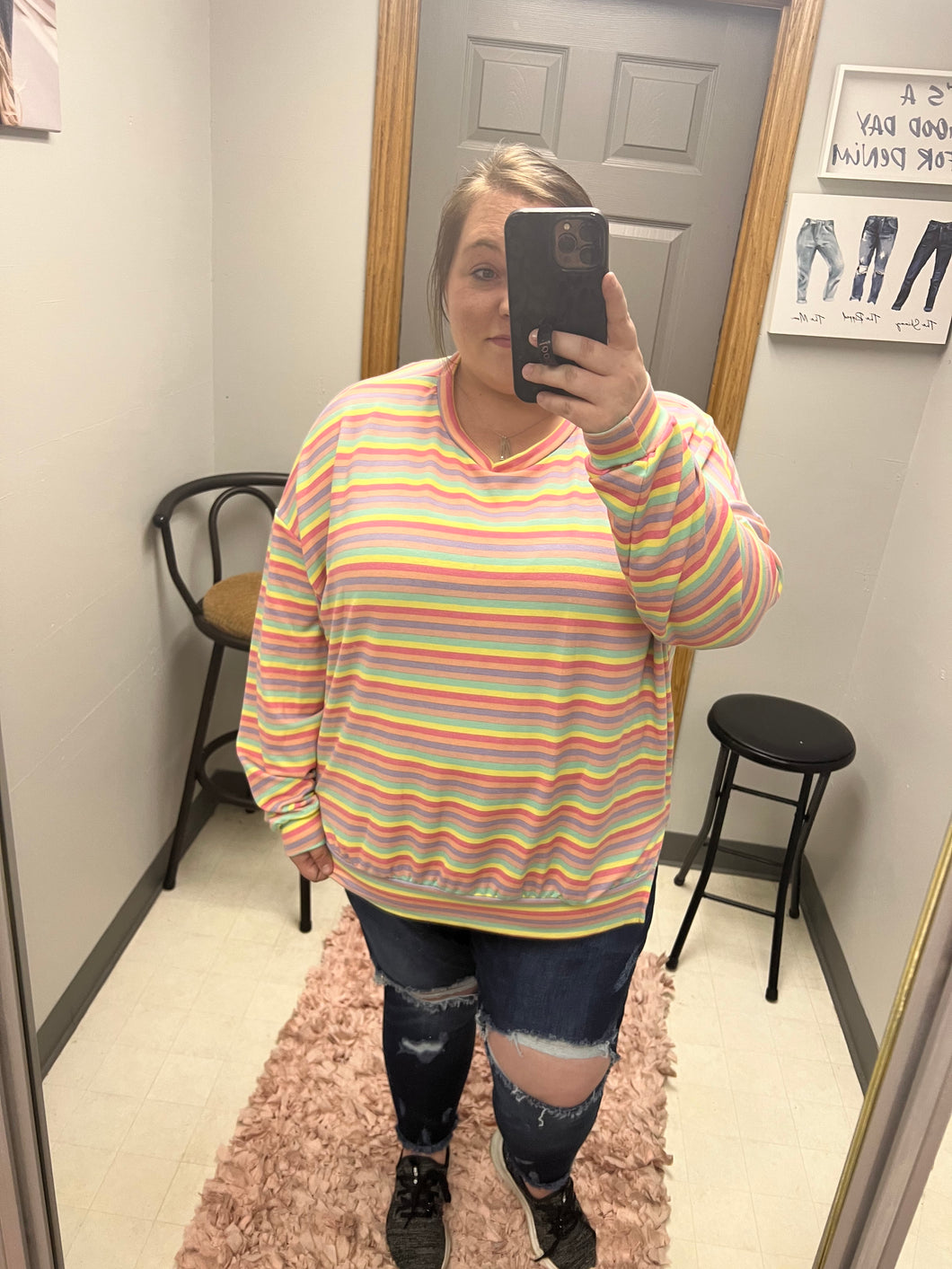 Multi color stripe long sleeve