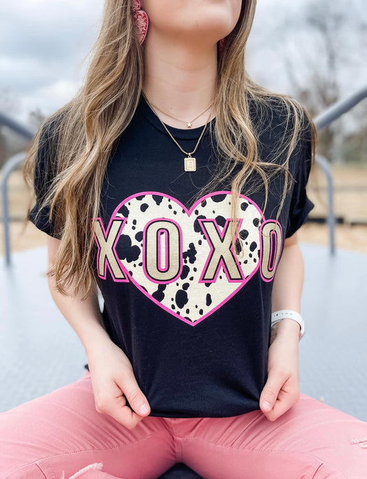 XOXO cow print tee