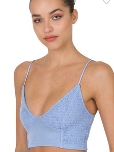 Smocked triangle bralette